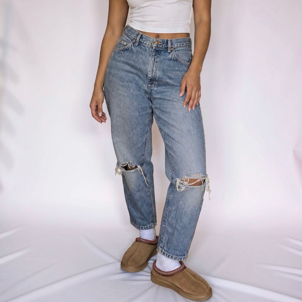 Vintage 90s Lee USA High Rise Distressed Tapered Jeans